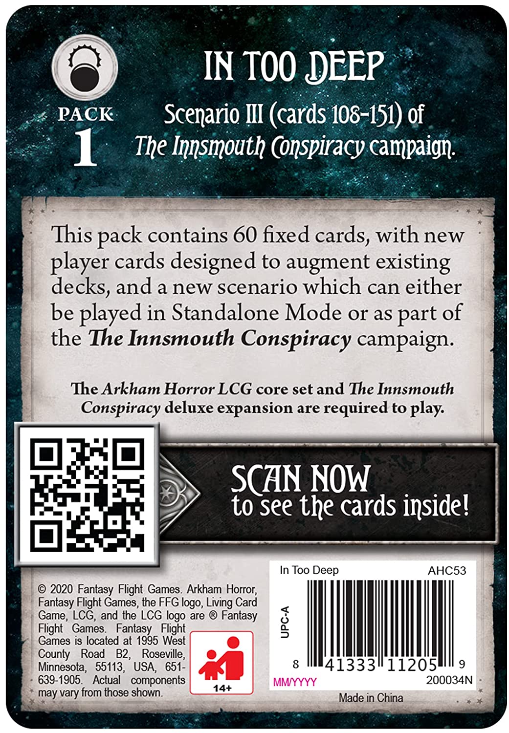 Arkham Horror : The Card Game - In Too Deep Mythos Pack